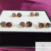 Raw Black Rutile Stud Earrings, Rose Gold Plated Earrings, Gemstone Stud Earrings, Electroplated Studs, Boho Earrings, Fashion Jewelry, Gift